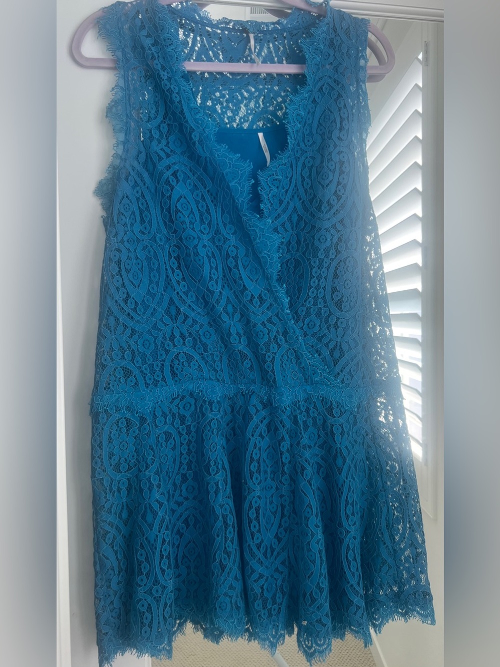 Free People Teal Lace Sleeveless Mini Dress size S/M